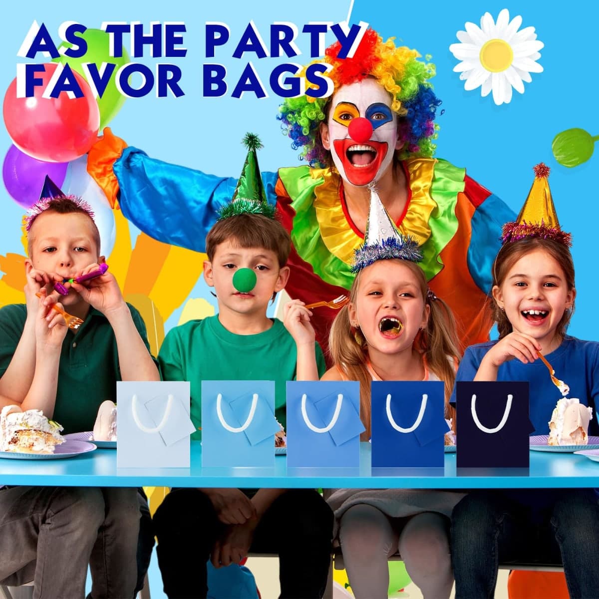 50 Pack Mini Gift Bags Bulk 4 x 2.75 x 4.5 Inch Tiny Paper Gift Bags with Handles and Tags Extra Small Paper Container for Birthday Party Favors Wedding Baby Shower Small Business(Blue Series) thumbnail 5