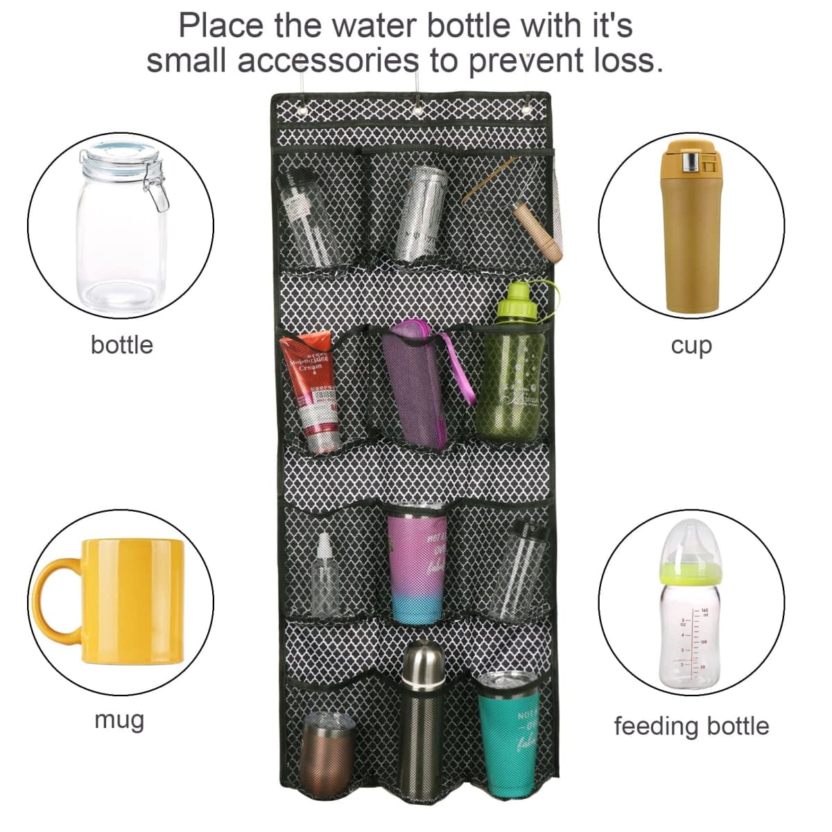 Fajyaz Water Bottle Organizer, 12 Large Mesh Water Bottle Storage for Kitchen Storage Containers Cup Lid and Accessory Storage，（41"×17"）Water Bottle Organizer for Cabinet thumbnail 4