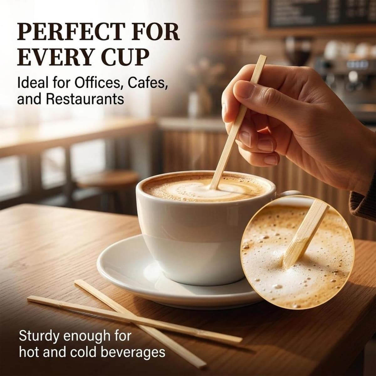 MAQIHAN 1000pcs Wooden Coffee Stirrers - Coffee Stir Sticks Disposable thumbnail 5