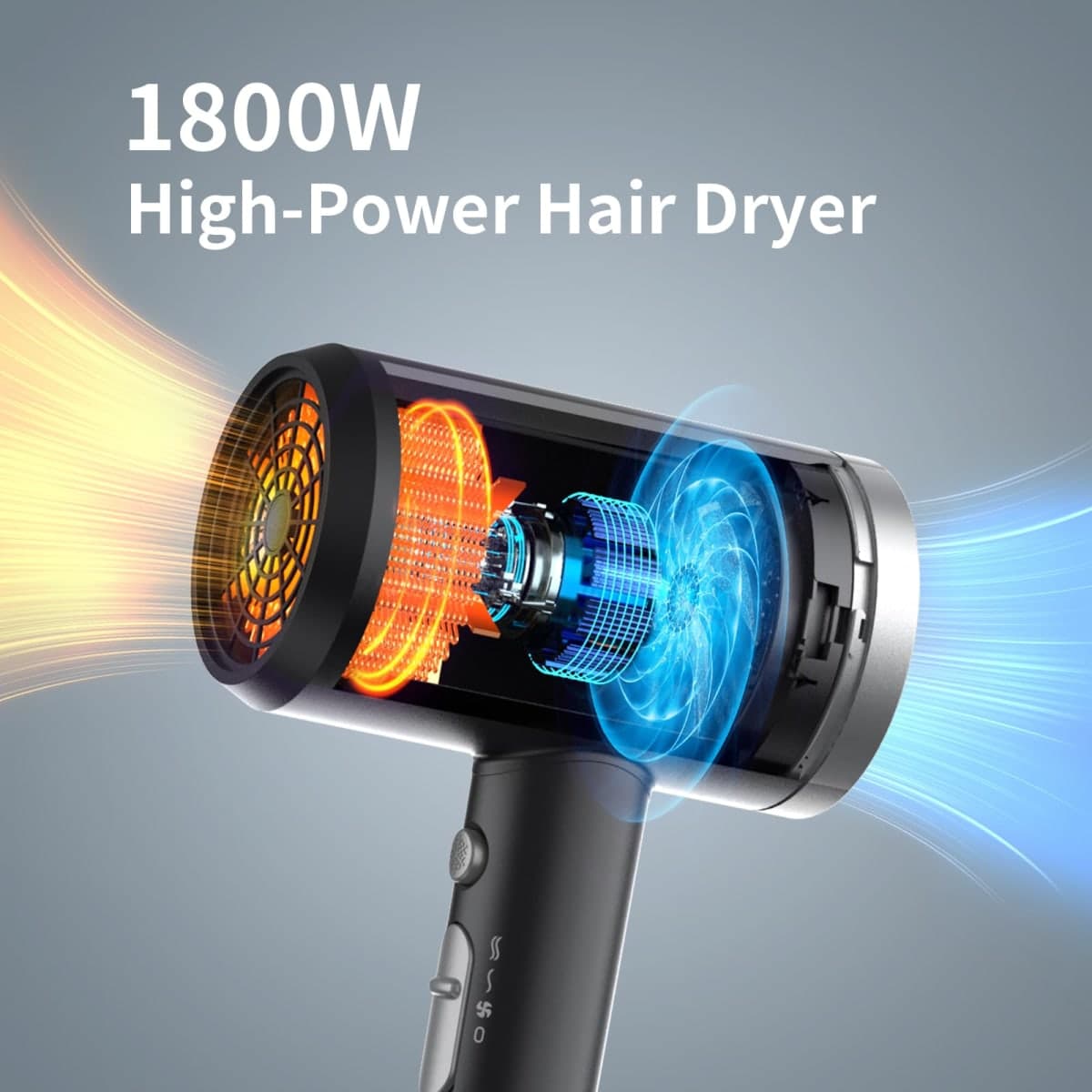 ANNE BETTY Ionic Hair Dryer with Diffuser, 1800W Blow Dryer for Women & Men, Fast-Drying, Lightweight, Low Noise, Hair Care Styling Tool for Home, Travel, Gifting thumbnail 2