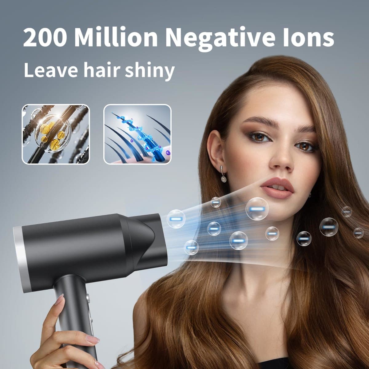 ANNE BETTY Ionic Hair Dryer with Diffuser, 1800W Blow Dryer for Women & Men, Fast-Drying, Lightweight, Low Noise, Hair Care Styling Tool for Home, Travel, Gifting thumbnail 3