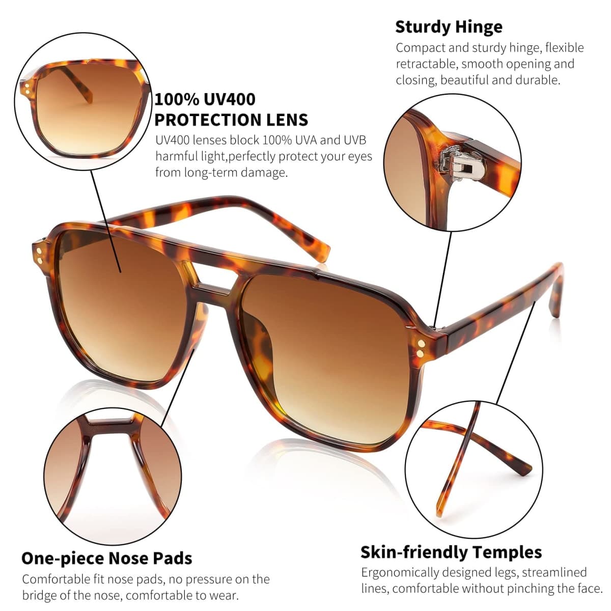 FEISEDY Retro Square Aviator Sunglasses Women Men 70s Vintage Trendy Plastic Frame Sun Glasses B2835 thumbnail 5