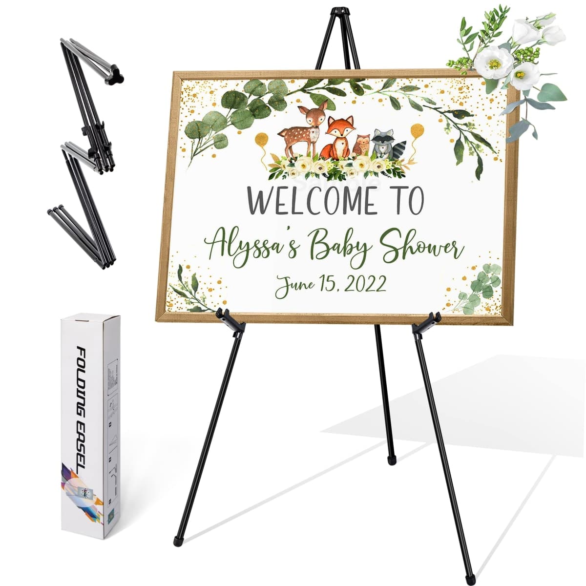 Easel Stand for Wedding Sign, 63" Adjustable Painting Easel Stand, Instant Tripod Easel with Bag, Folding Chevalet Peinture, Display Painting Canvas Wedding Shower Poster Easel, Black, 1Pack, VAIIGO — image 1