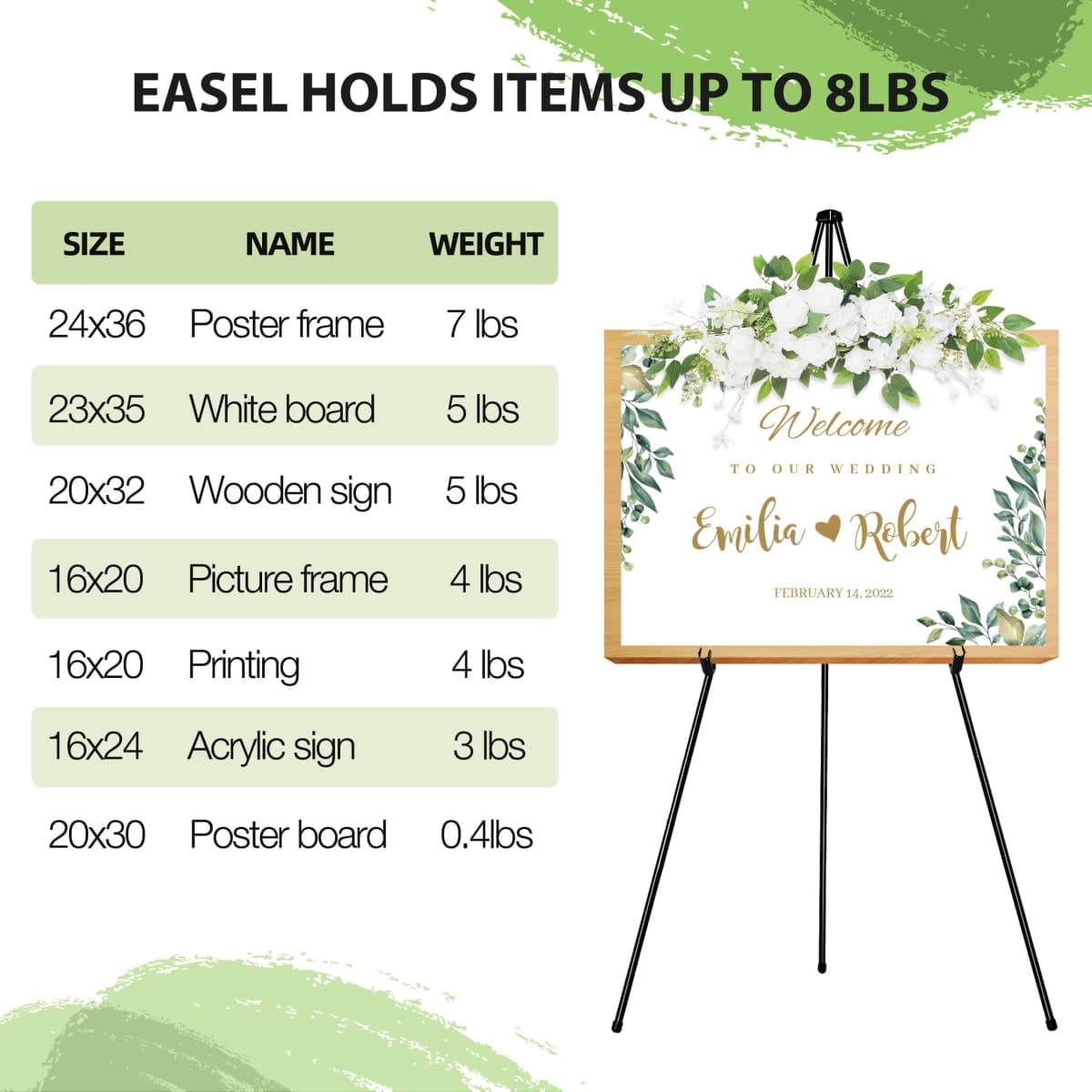Easel Stand for Wedding Sign, 63" Adjustable Painting Easel Stand, Instant Tripod Easel with Bag, Folding Chevalet Peinture, Display Painting Canvas Wedding Shower Poster Easel, Black, 1Pack, VAIIGO thumbnail 5