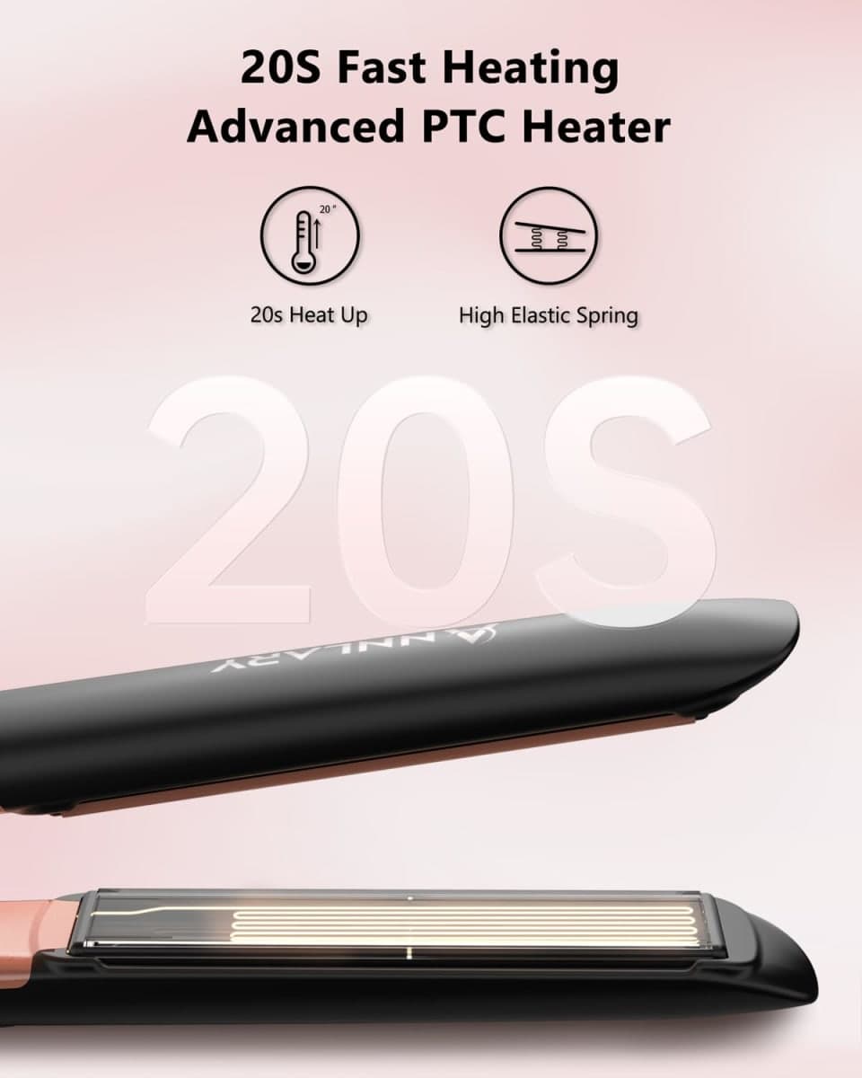 Annlary Hair Straightener, 1 Inch Flat Iron Straightener and Curler 2 in 1, Professional Ceramic Ionic Dual Voltage Straightener with Anti-Iron Silicone for Less Frizz, Shinier & Smoother Hair thumbnail 5