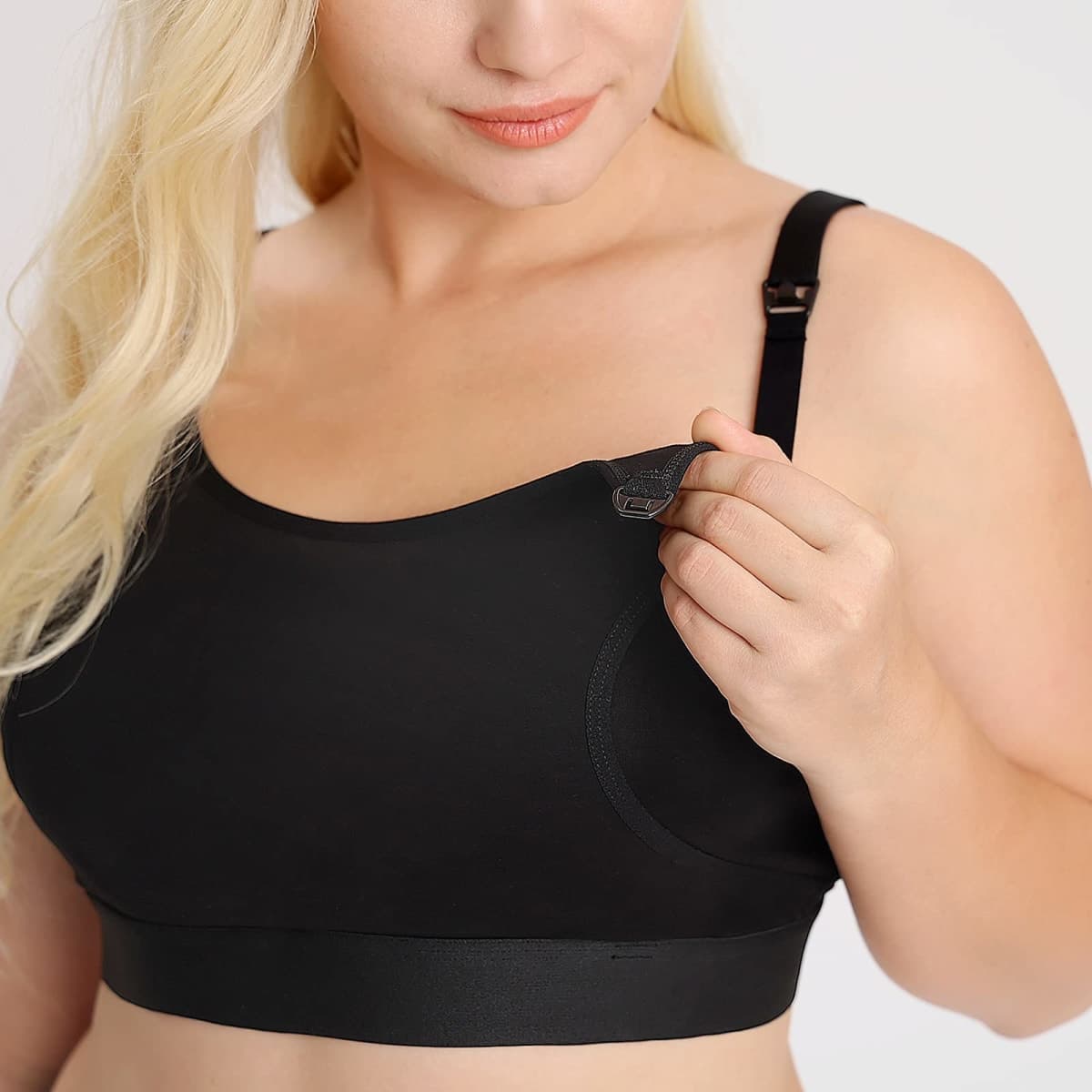Momcozy Hands Free Nursing Bra, Adjustable Breast Pump Bra Pumping Bra, Suitable for Medela, Lansinoh, Evenflo and More(1pcs, Black, X-Small) thumbnail 2