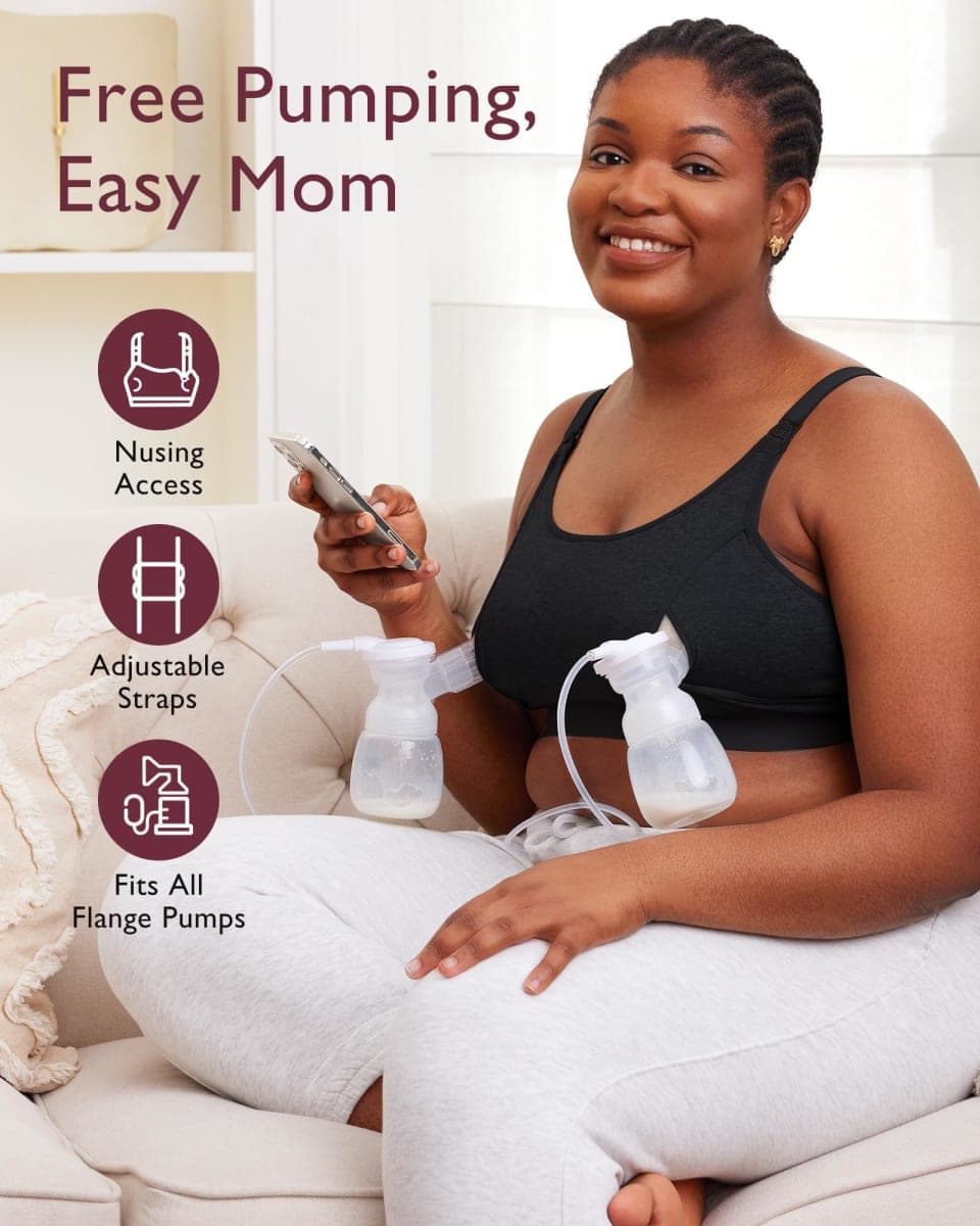 Momcozy Hands Free Nursing Bra, Adjustable Breast Pump Bra Pumping Bra, Suitable for Medela, Lansinoh, Evenflo and More(1pcs, Black, X-Small) thumbnail 3