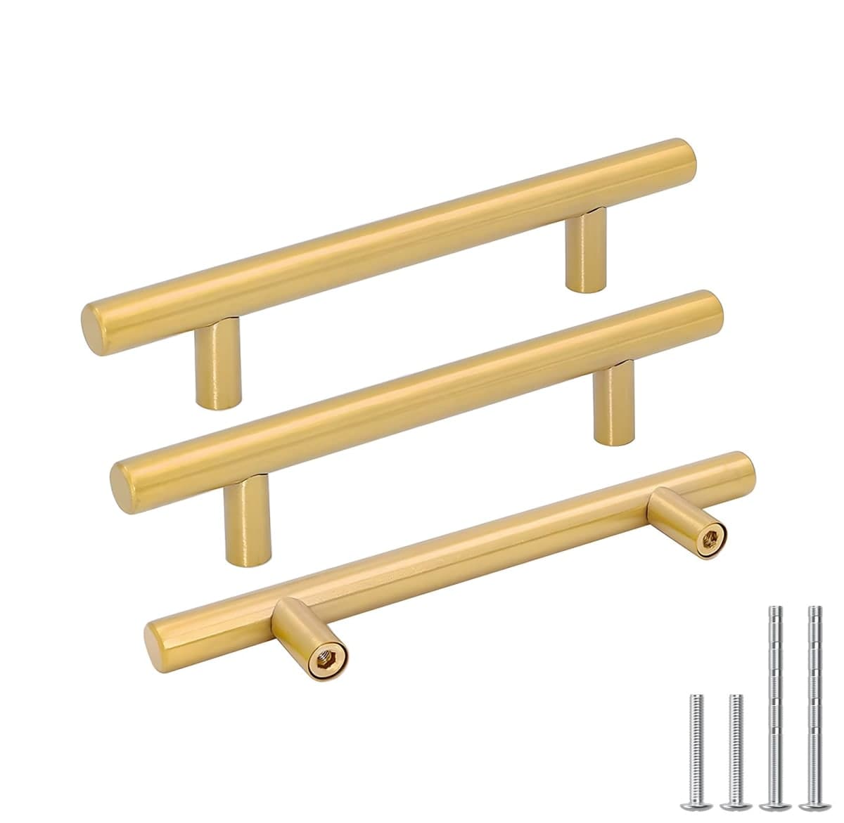 goldenwarm 15 Pack 4-1/2 in(115mm) Hole Centers Gold Drawer Pulls Cabinet Handles Brushed Brass Cabinet Pulls for Modern Drawer Pulls Cabinet Hardware — image 1