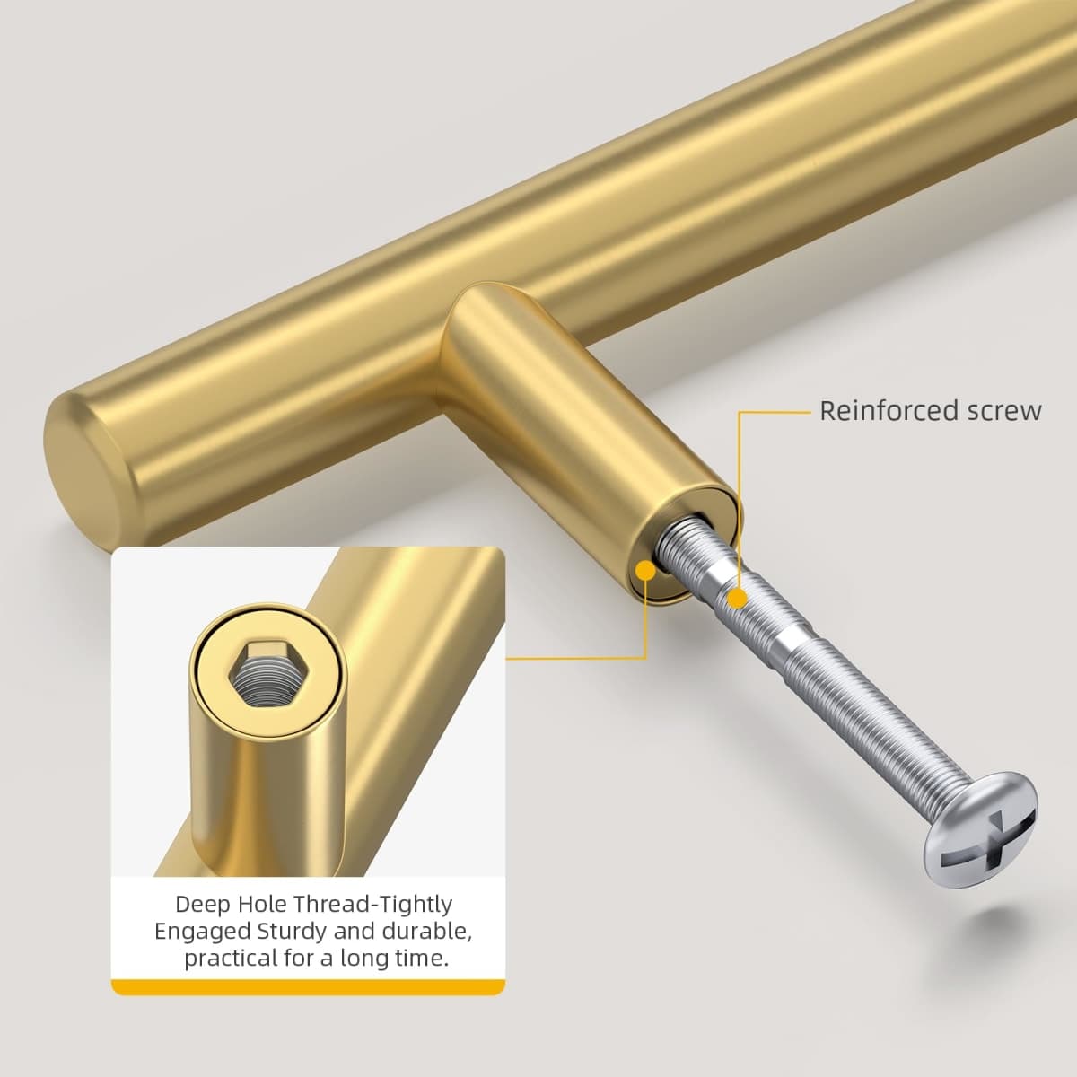 goldenwarm 15 Pack 4-1/2 in(115mm) Hole Centers Gold Drawer Pulls Cabinet Handles Brushed Brass Cabinet Pulls for Modern Drawer Pulls Cabinet Hardware thumbnail 5
