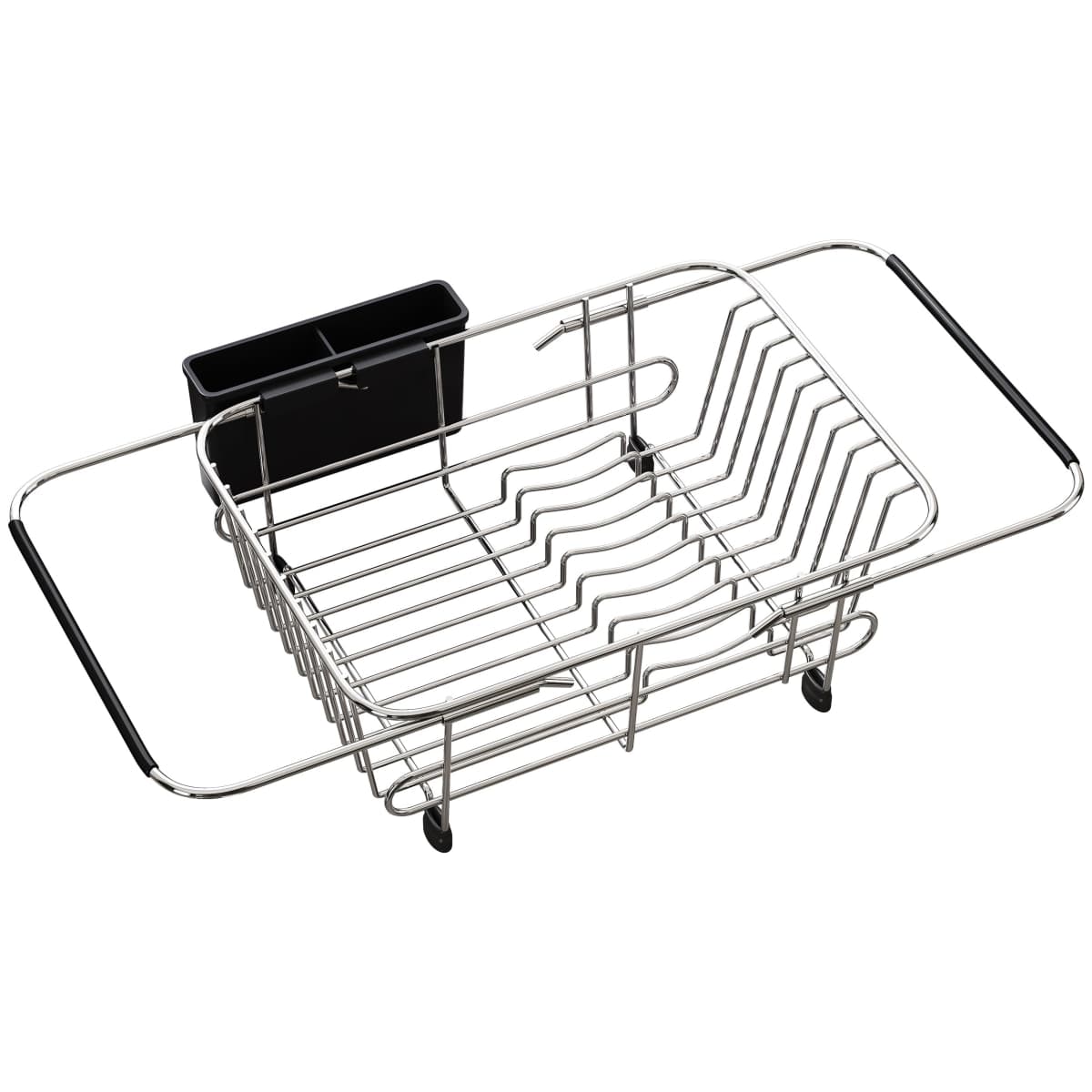 Apartment RV Small Dish Drainer Drying Rack Over The Sink In Stainless Steel for Narrow Kitchen, Counter Space Saving Compact Expandable Metal Plate Dryer Strainer, Modern Above Wire Drain Holder — image 1