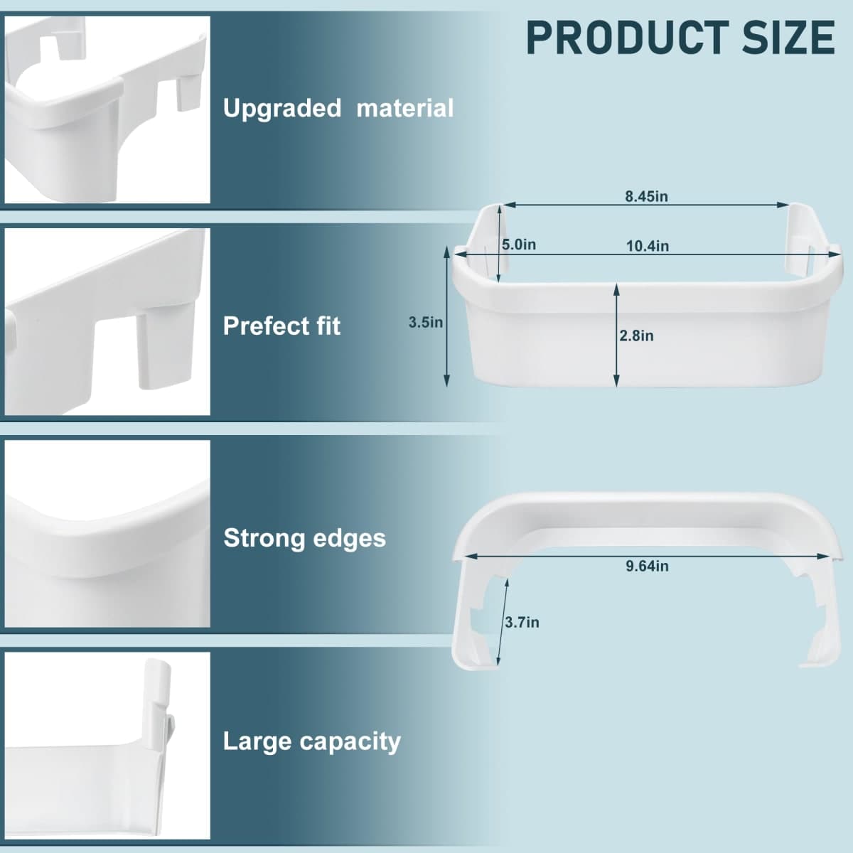 240351601 Refrigerator Freezer Door Bin Compatible with Ken.more Fri.gidaire Refrigerator Freezer Door Shelf Replace 240351607 891154 AP2115974 Freezer Side- 2 PACK By Fetechmate thumbnail 2