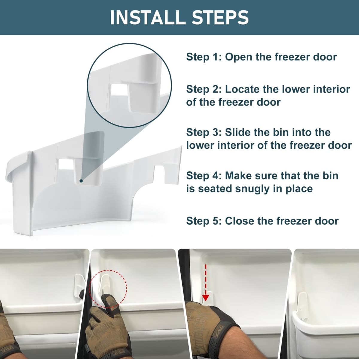240351601 Refrigerator Freezer Door Bin Compatible with Ken.more Fri.gidaire Refrigerator Freezer Door Shelf Replace 240351607 891154 AP2115974 Freezer Side- 2 PACK By Fetechmate thumbnail 5