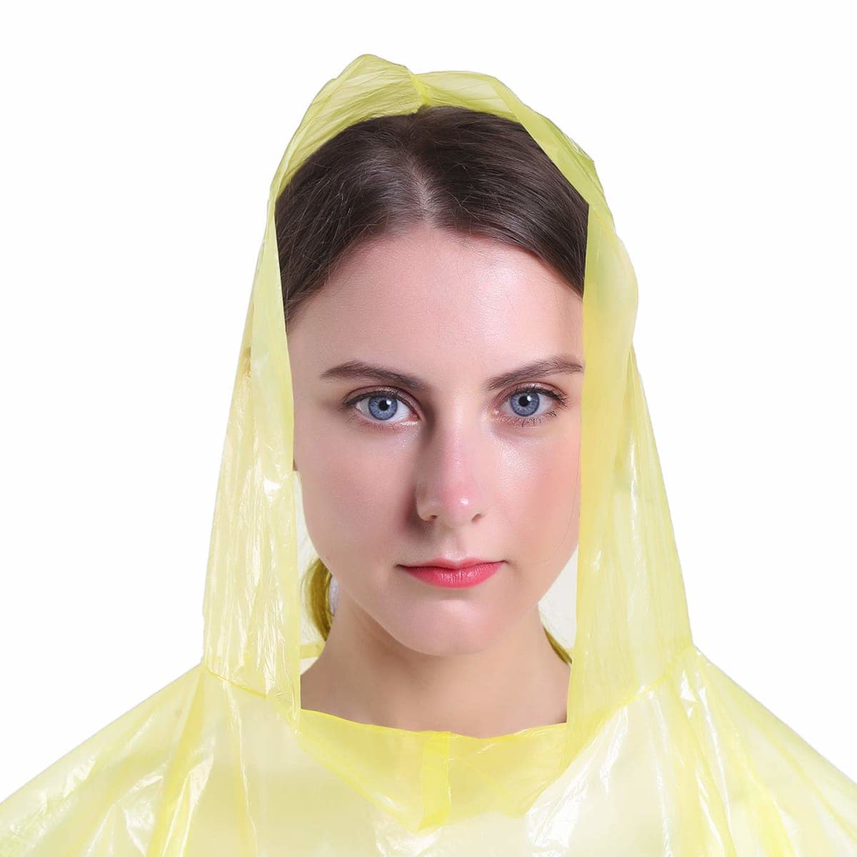 SINGON Disposable Rain Ponchos for Adults (4 Pack) - 60% Extra Thicker Men or Women Waterproof Emergency Rain Ponchos with Hood - Lightweight Universal Design - Yellow thumbnail 3