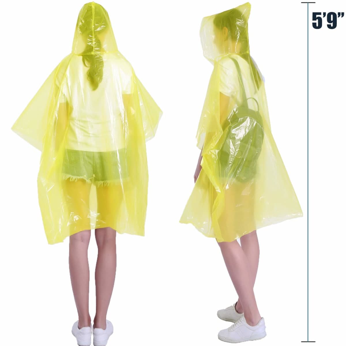 SINGON Disposable Rain Ponchos for Adults (4 Pack) - 60% Extra Thicker Men or Women Waterproof Emergency Rain Ponchos with Hood - Lightweight Universal Design - Yellow thumbnail 5