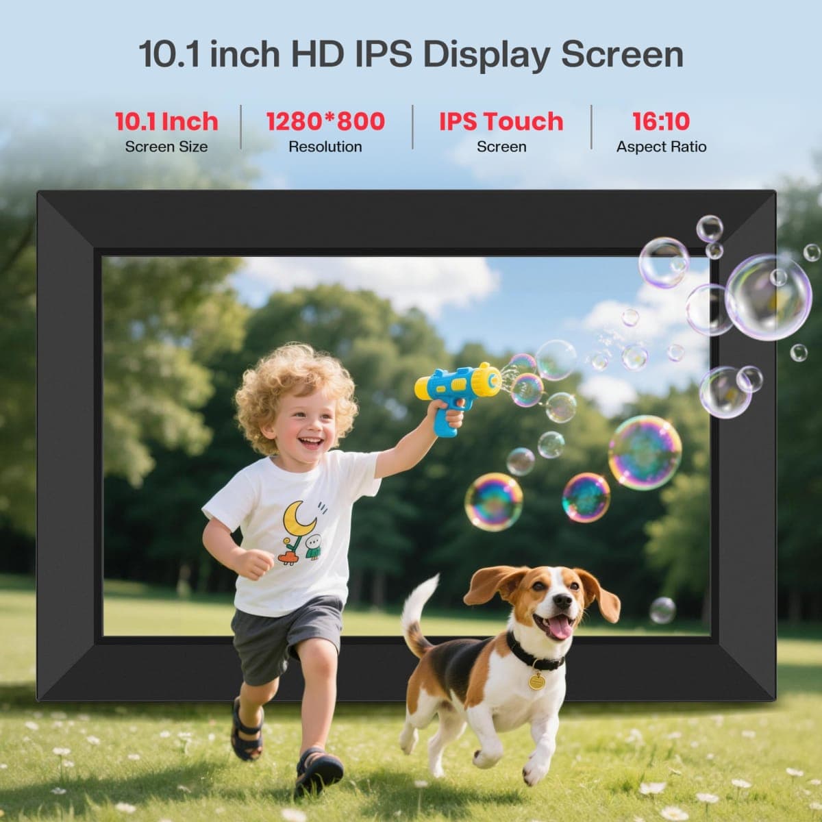 Frameo App - 10.1" WiFi Digital Photo Frame, Smart Cloud Electronic Photo Frame with Touch Screen HD IPS Slideshow 32GB Memory, Rotation thumbnail 4