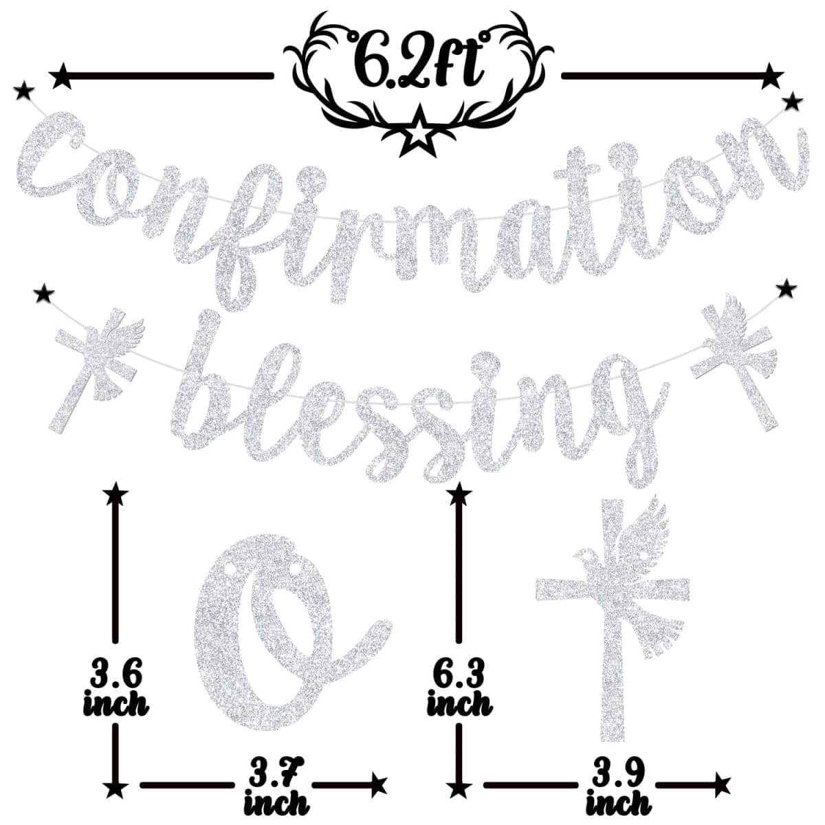 Sliver Glitter Confirmation Blessing Banner, On Your Confirmation/My Baptism, Baptism Baby Shower 1st Comunion Party Decorations Supplies thumbnail 2