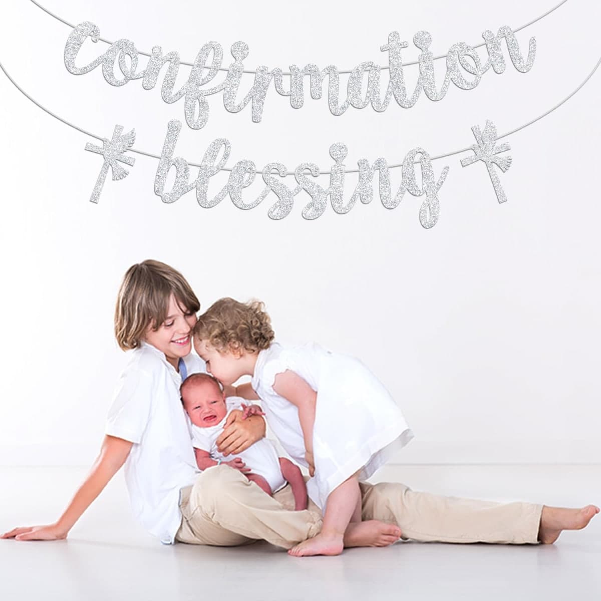 Sliver Glitter Confirmation Blessing Banner, On Your Confirmation/My Baptism, Baptism Baby Shower 1st Comunion Party Decorations Supplies thumbnail 3