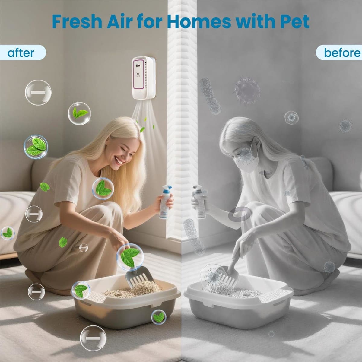 Plug In Air Purifier for Home Pets, Ionic Air Ionizers & Pet Odor Eliminator, Litter Box Deodorizer for Cats, Compact Filterless Air Freshener for Kitchen, Bedroom, Small Room, Ozone Free, 4-Pack thumbnail 5