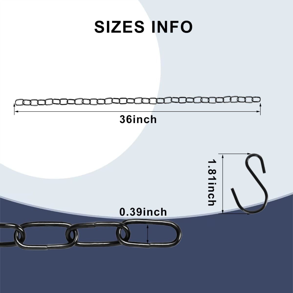 ENATECLITE Black Hanging Plant Chains Kit, 36-Inch Adjustable Plant Hangers with Hooks and Clips for Hanging Baskets, Bird Feeders, Wind Chimes, Planters and Porch Signs -6PACK thumbnail 5