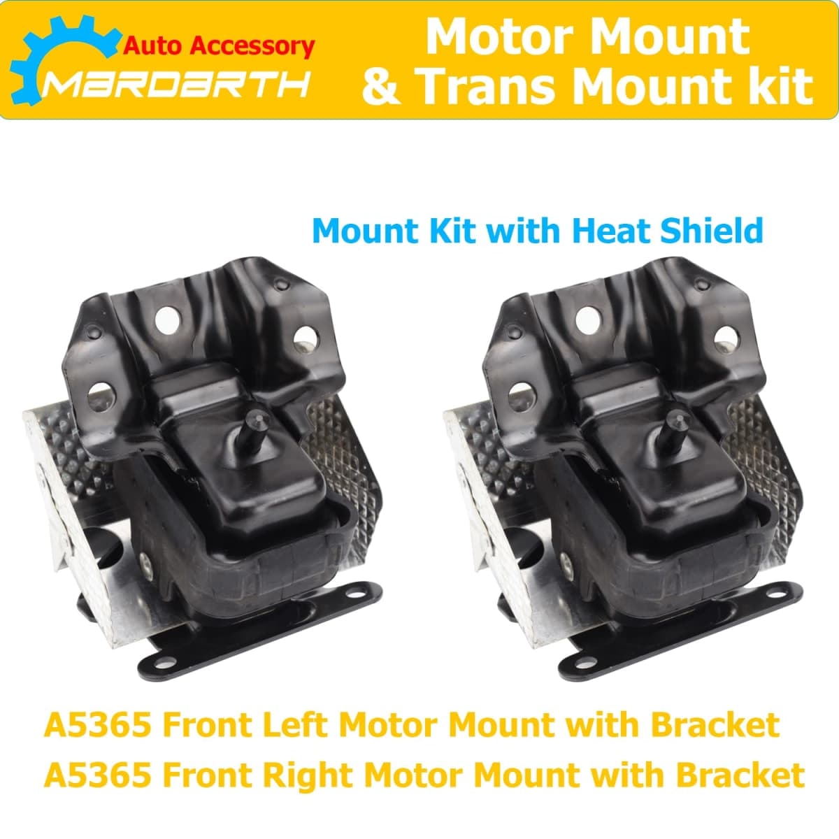 Set of 3, Front Engine and Trans Mount Compatible with 2007-2013 Silverado Sierra 1500 4WD Auto Trans 4x4 Engine Replacement for A2638 A5365 A5365 thumbnail 2