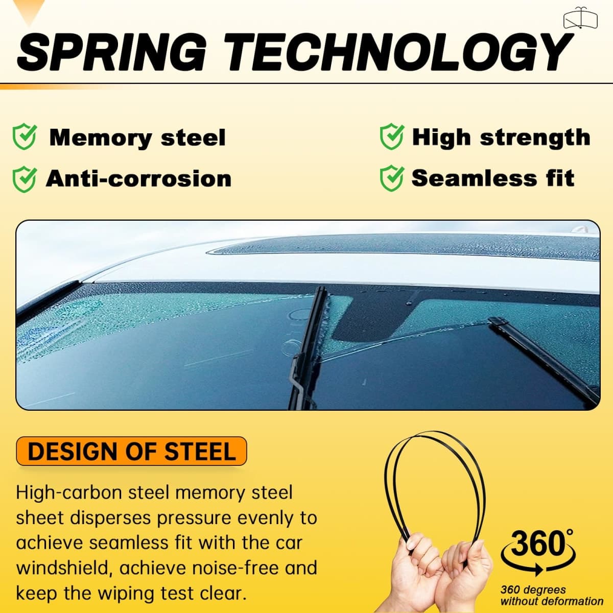 AUTOBOO 26" and 18" Windshield Wipers Blades (Pack Of 2),OEM Quality Premium All-Seasons Wiper blades,Stable and Quiet Armor wiper blades thumbnail 5