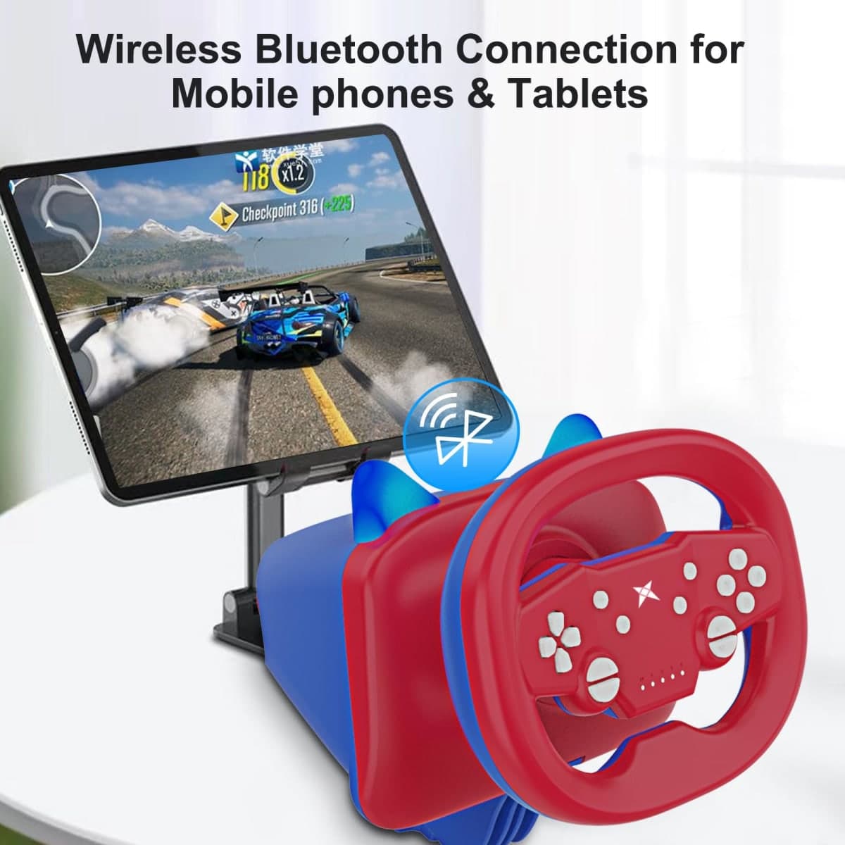 DOYO Gaming Steering Wheel with Pedals, 270 Degree Racing Wheel with Dual-Vibration Motors, Wireless Steering Wheel for PS4, PC, Switch, PS3, IOS, Android Racing Games thumbnail 3