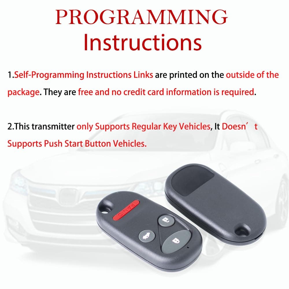 Key Fob Remote Replacement Fits for Honda Accord 1998 1999 2000 2001 2002/Acura TL 1999-2003 KOBUTAH2T Keyless Entry Remote Control 72147-S84-A03 72147-S0K-A02(Pack of 2) thumbnail 3