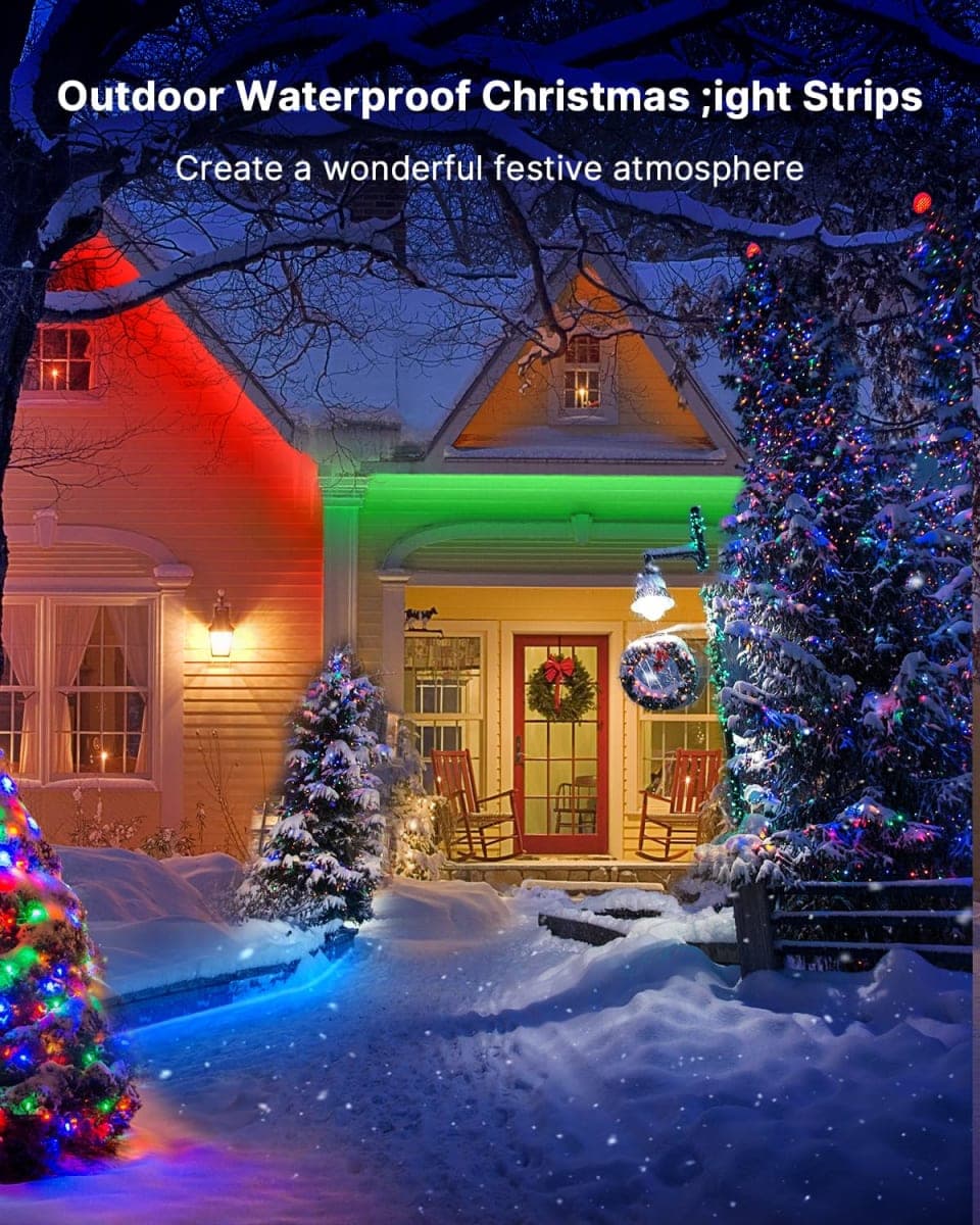 Fussion Outdoor LED Strip Lights Waterproof 100FT (2 Rolls of 50ft) IP67 LED Light Strips with Remote, RGB Color Changing Christmas House Rope Lighting for Outside thumbnail 3