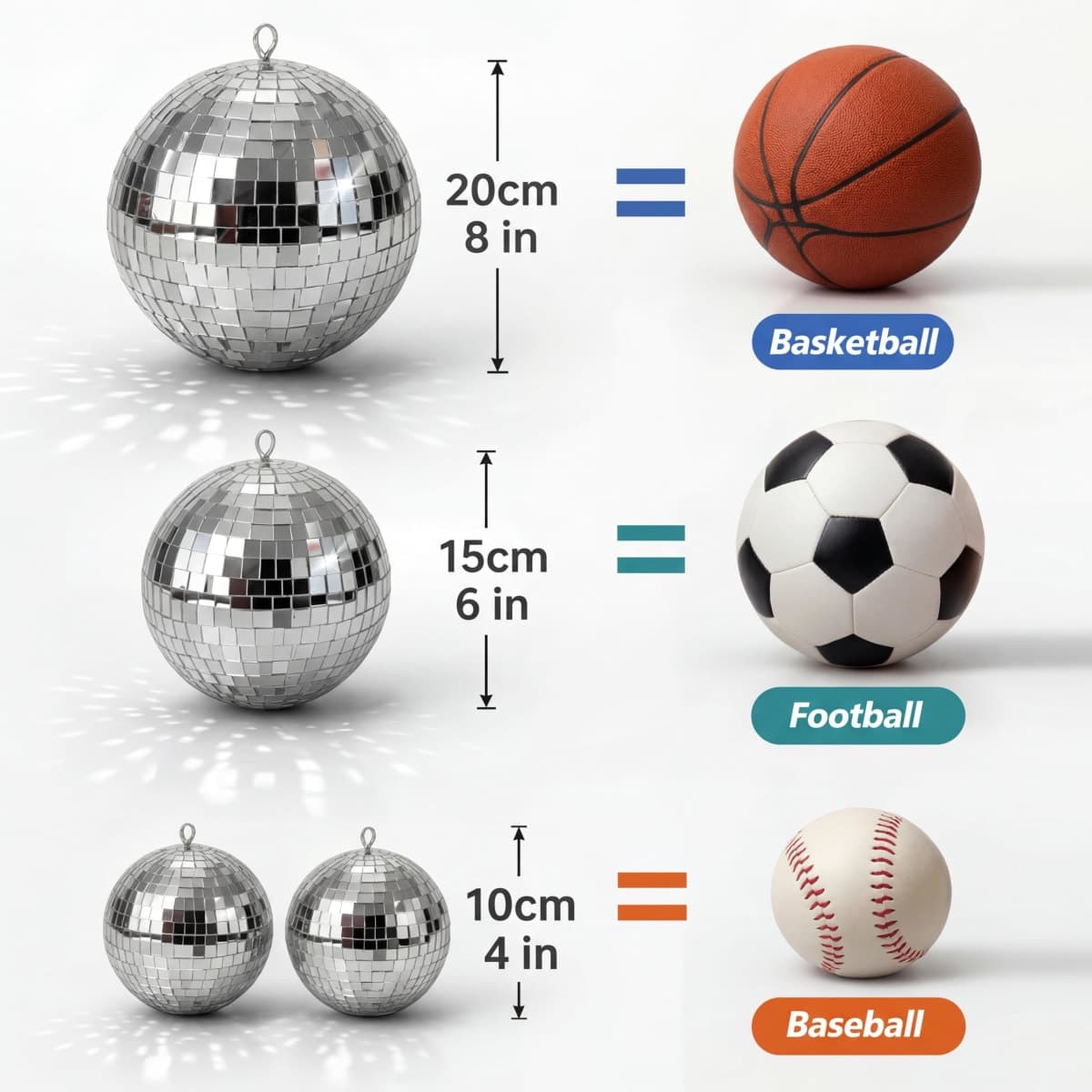 Haull 8 Pcs Large Disco Ball Set Silver Mirror Disco Reflective Ball with Hanging Ring Party Ornament Decoration for Stage Club Ballroom Dance Hall Wedding Prom Props(8'', 6'', 4'') thumbnail 4