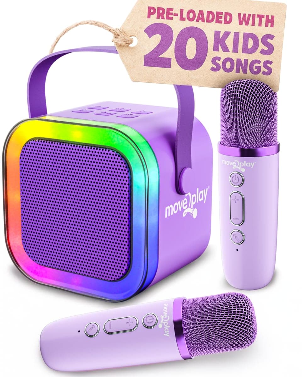 Move2Play, Karaoke Machine for Kids | Includes 20+ Kid Songs | 2 Microphones | Connect with Bluetooth | 3, 4, 5, 6, 7+ Year Old Gift | Toy for Girls, Boys, & Toddler | Birthday Present — image 1
