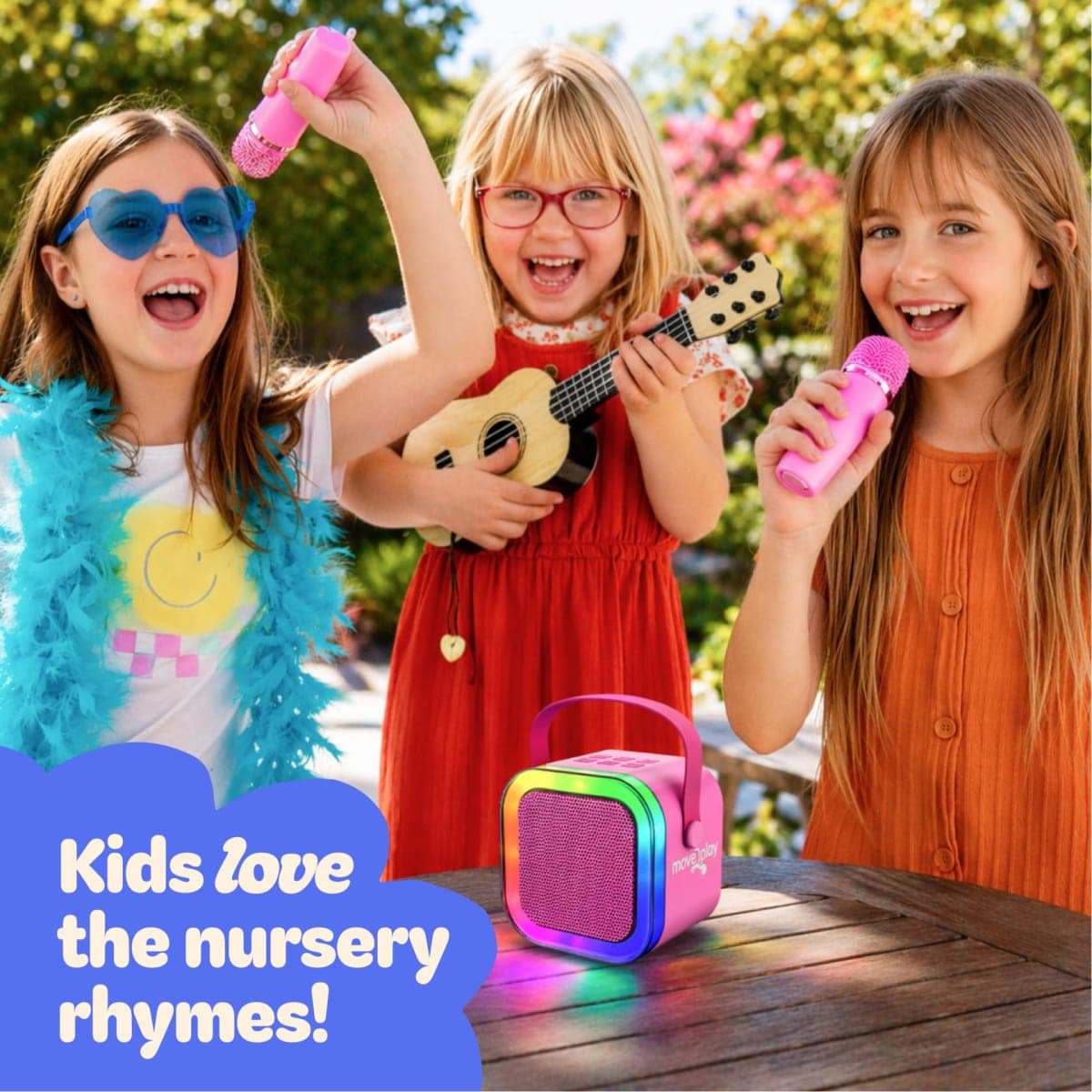 Move2Play, Karaoke Machine for Kids | Includes 20+ Kid Songs | 2 Microphones | Connect with Bluetooth | 3, 4, 5, 6, 7+ Year Old Gift | Toy for Girls, Boys, & Toddler | Birthday Present thumbnail 2
