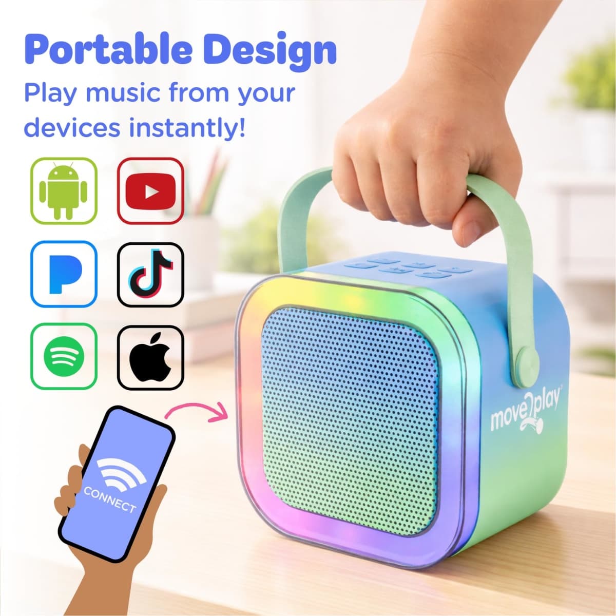 Move2Play, Karaoke Machine for Kids | Includes 20+ Kid Songs | 2 Microphones | Connect with Bluetooth | 3, 4, 5, 6, 7+ Year Old Gift | Toy for Girls, Boys, & Toddler | Birthday Present thumbnail 4