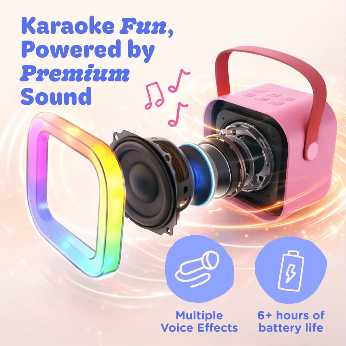 Move2Play, Karaoke Machine for Kids | Includes 20+ Kid Songs | 2 Microphones | Connect with Bluetooth | 3, 4, 5, 6, 7+ Year Old Gift | Toy for Girls, Boys, & Toddler | Birthday Present thumbnail 5