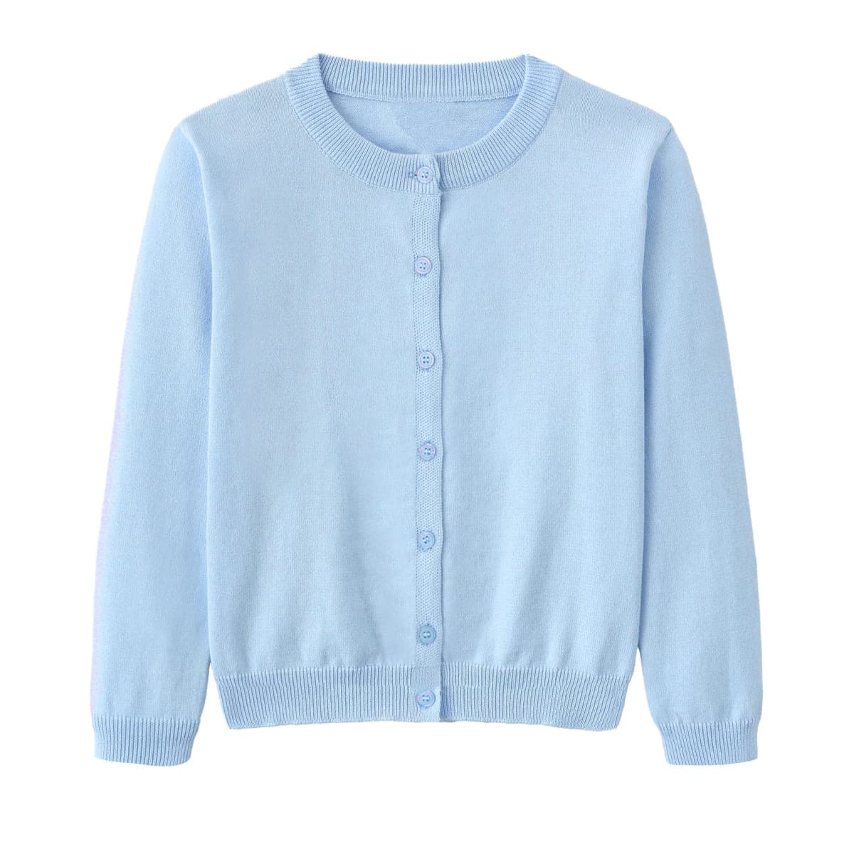 Miccina Girls Cardigan Sweater School Uniforms Toddler Long Sleeve Button Knit Solid Sweaters Tops Light Blue — image 1
