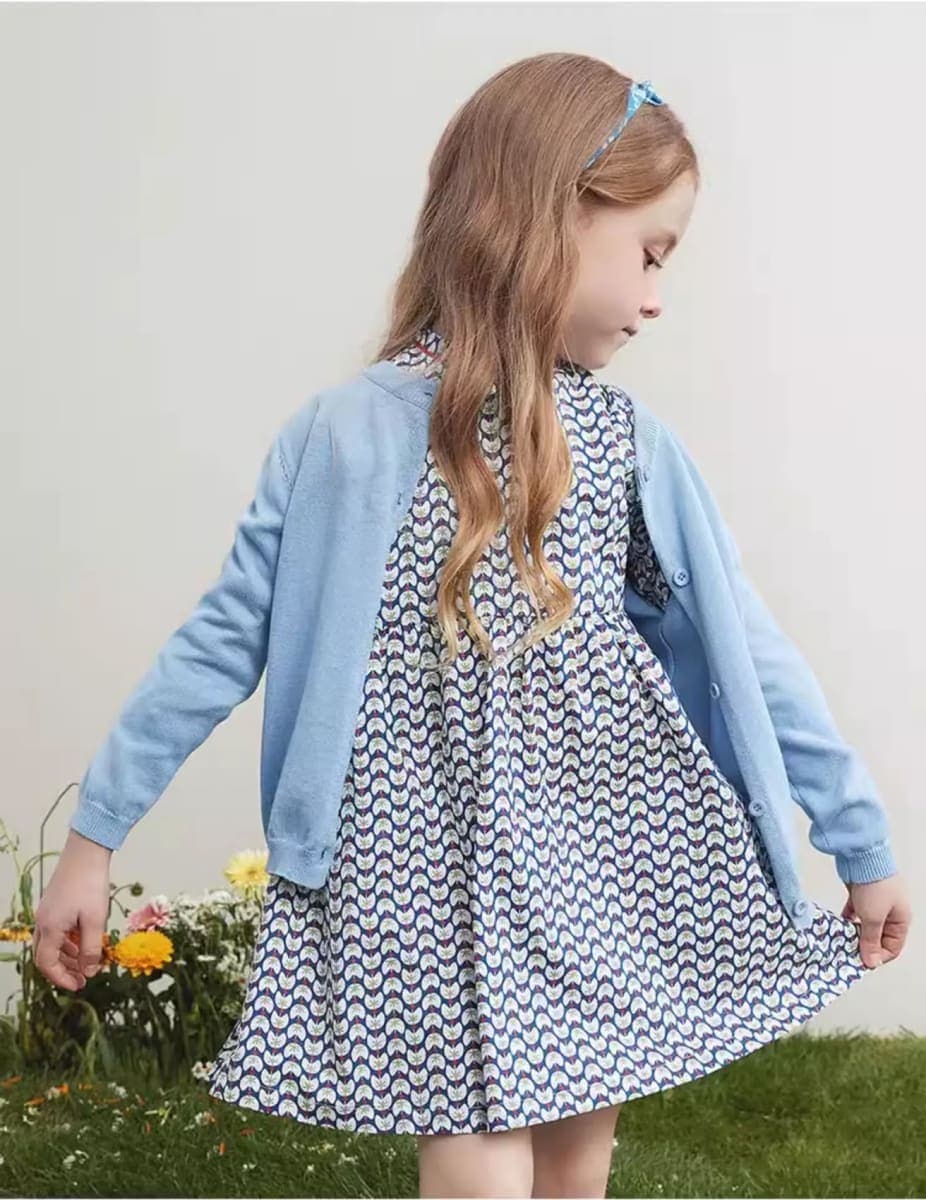 Miccina Girls Cardigan Sweater School Uniforms Toddler Long Sleeve Button Knit Solid Sweaters Tops Light Blue thumbnail 3
