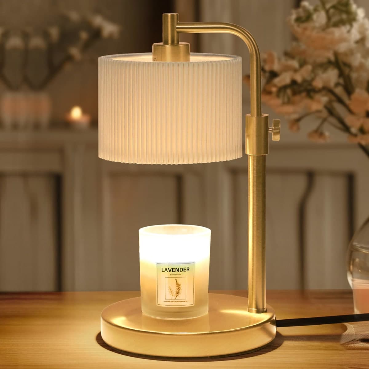 NITOWOLF Candle Warmer Lamp with Timer, Candle Wax Warmer Adjustable Height Candle Lamp Warmer for Jar Candles, House Warming Gifts Home Decor Gifts for Women (Gold) — image 1