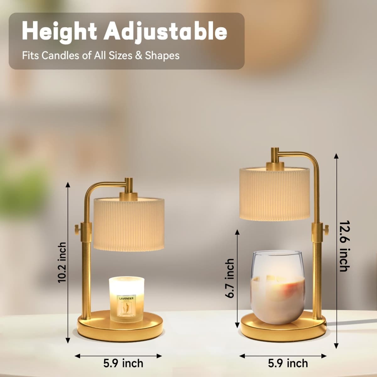 NITOWOLF Candle Warmer Lamp with Timer, Candle Wax Warmer Adjustable Height Candle Lamp Warmer for Jar Candles, House Warming Gifts Home Decor Gifts for Women (Gold) thumbnail 2