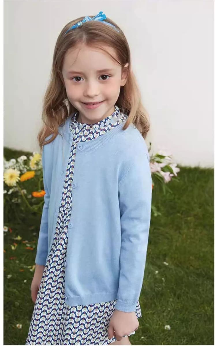 Miccina Girls Cardigan Sweater School Uniforms Toddler Long Sleeve Button Knit Solid Sweaters Tops Light Blue thumbnail 5