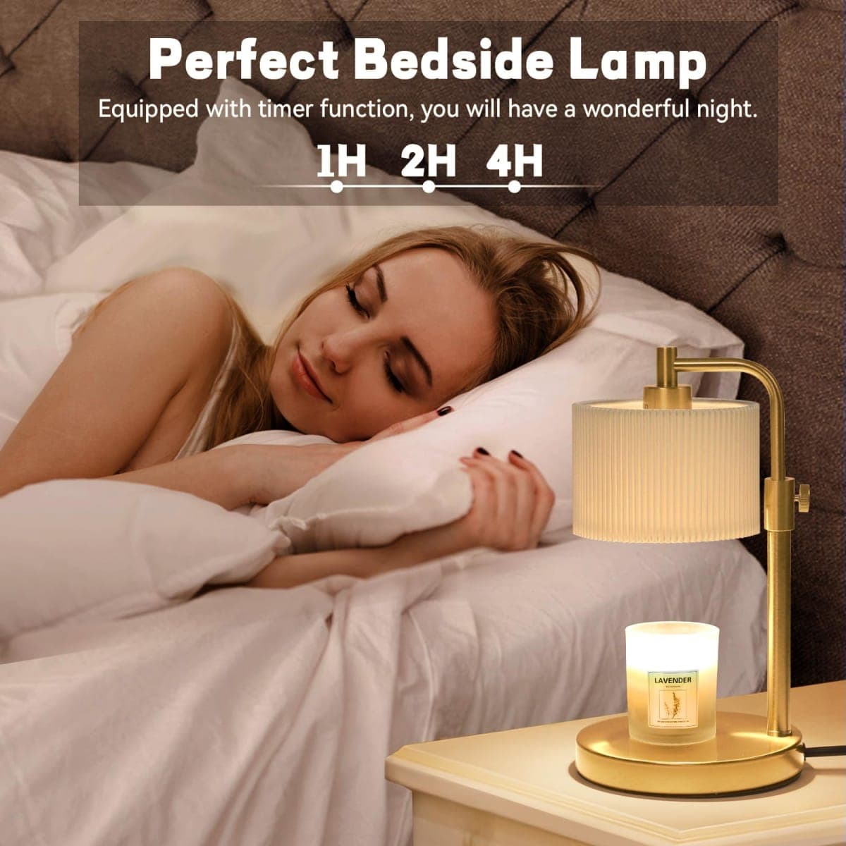 NITOWOLF Candle Warmer Lamp with Timer, Candle Wax Warmer Adjustable Height Candle Lamp Warmer for Jar Candles, House Warming Gifts Home Decor Gifts for Women (Gold) thumbnail 4