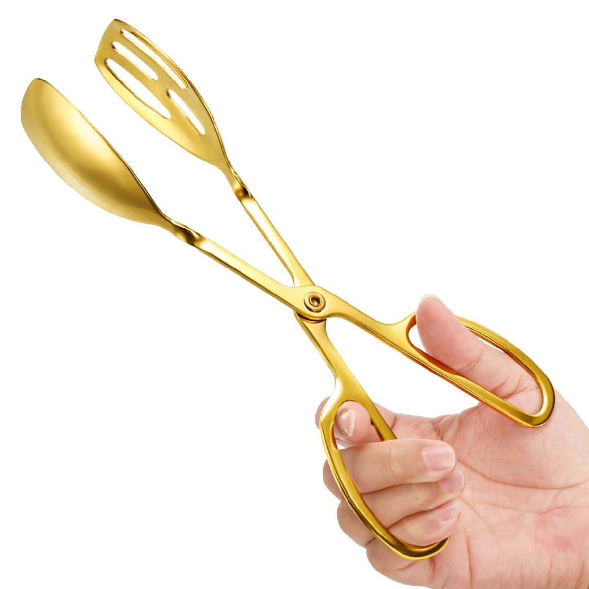 Jucoan 2 Pack Stainless Steel Gold ServingTongs, Buffet Salad Serving Tongs thumbnail 3
