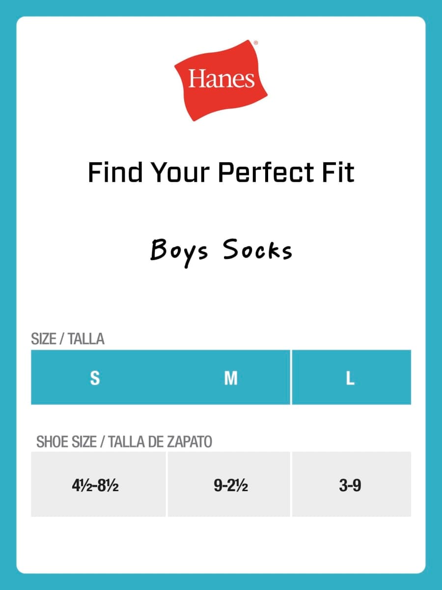 Hanes Boys' Socks, Double Tough Cushioned Crew Socks, 12-pair Packs, White/Grey Bottom, Small thumbnail 4