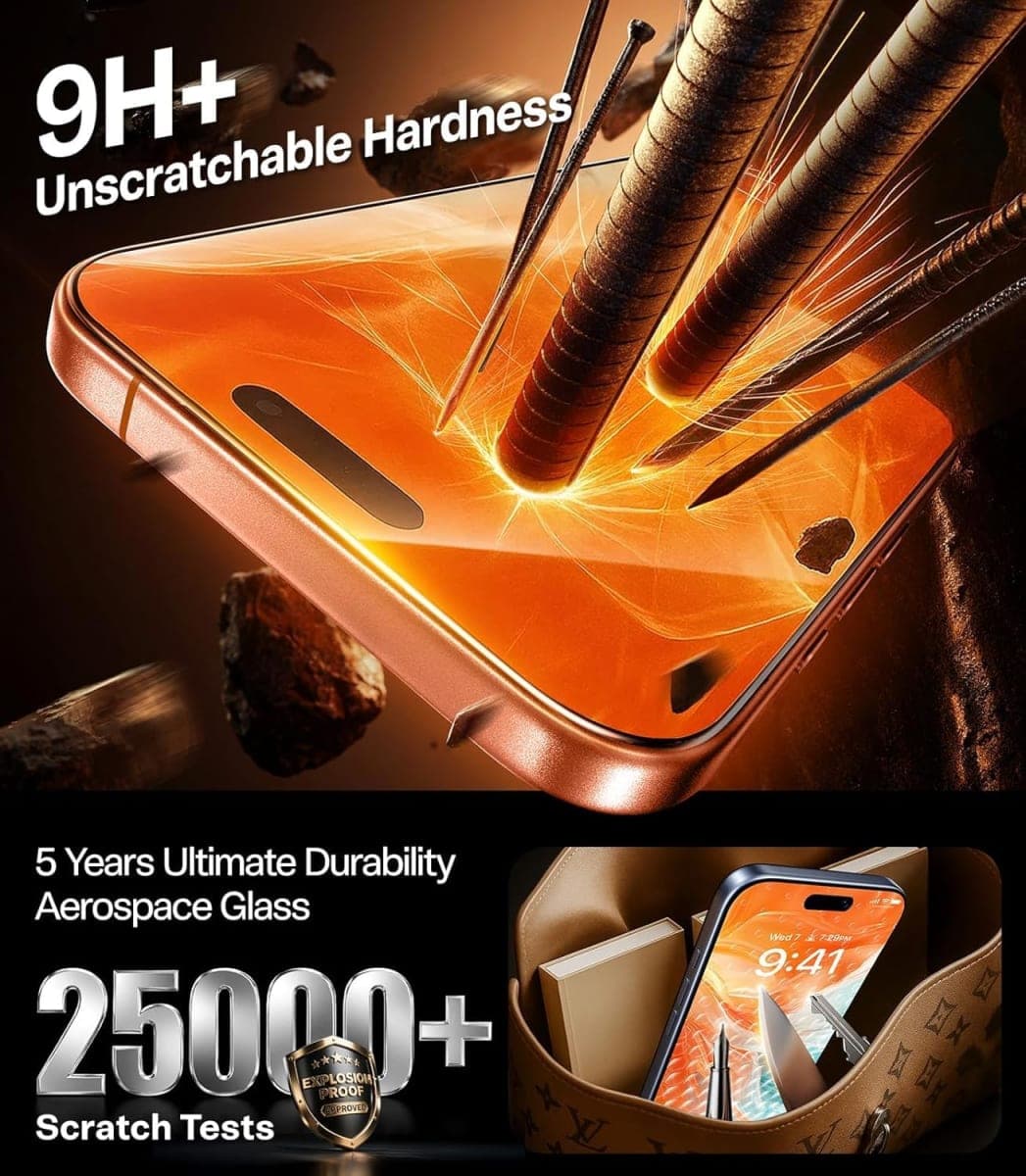 ARERCO 3 Pack for iPhone 17 Pro Max Screen Protector Privacy + 2 Camera Lens Protector 9H+ Tempered Full cover Glass for iPhone 17 ProMax Military Grade Shatterproof Anti Spy Auto Installation frame thumbnail 3