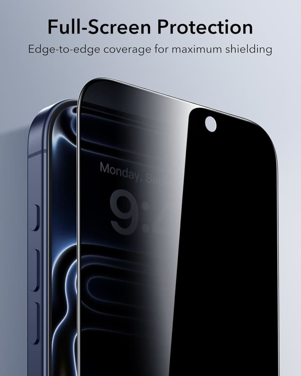 ARERCO 3 Pack for iPhone 17 Pro Max Screen Protector Privacy + 2 Camera Lens Protector 9H+ Tempered Full cover Glass for iPhone 17 ProMax Military Grade Shatterproof Anti Spy Auto Installation frame thumbnail 5