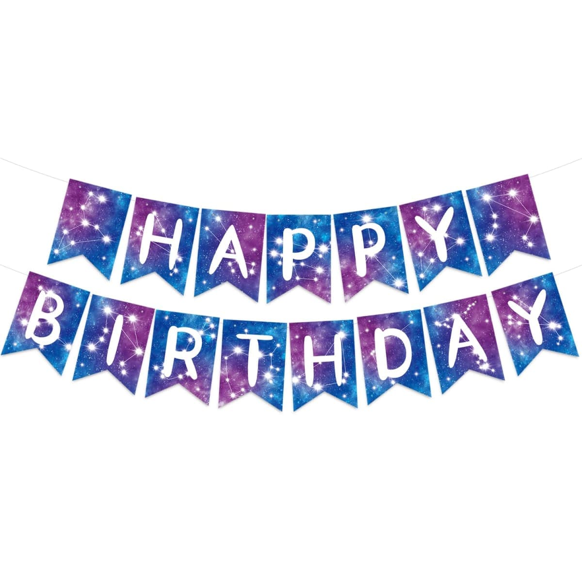 Galaxy Happy Birthday Banner Galaxy Space Astrology Party Decorations Space Birthday Banner Planet Starry Sky Themed Party Banner for Solar System Themed Party Decoration — image 1