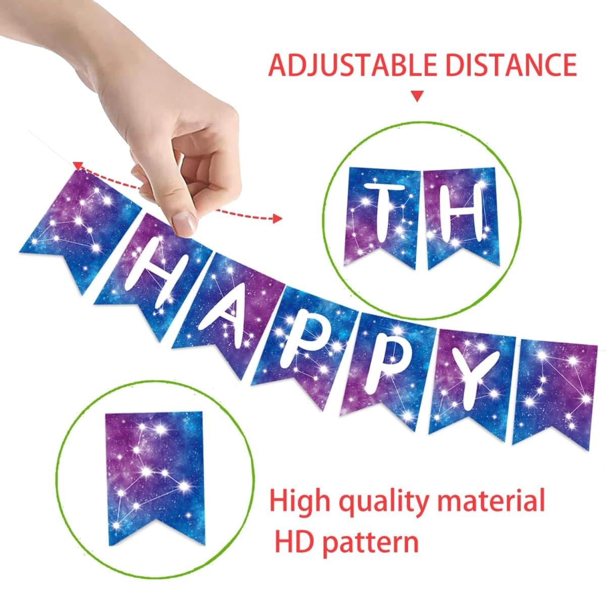 Galaxy Happy Birthday Banner Galaxy Space Astrology Party Decorations Space Birthday Banner Planet Starry Sky Themed Party Banner for Solar System Themed Party Decoration thumbnail 2