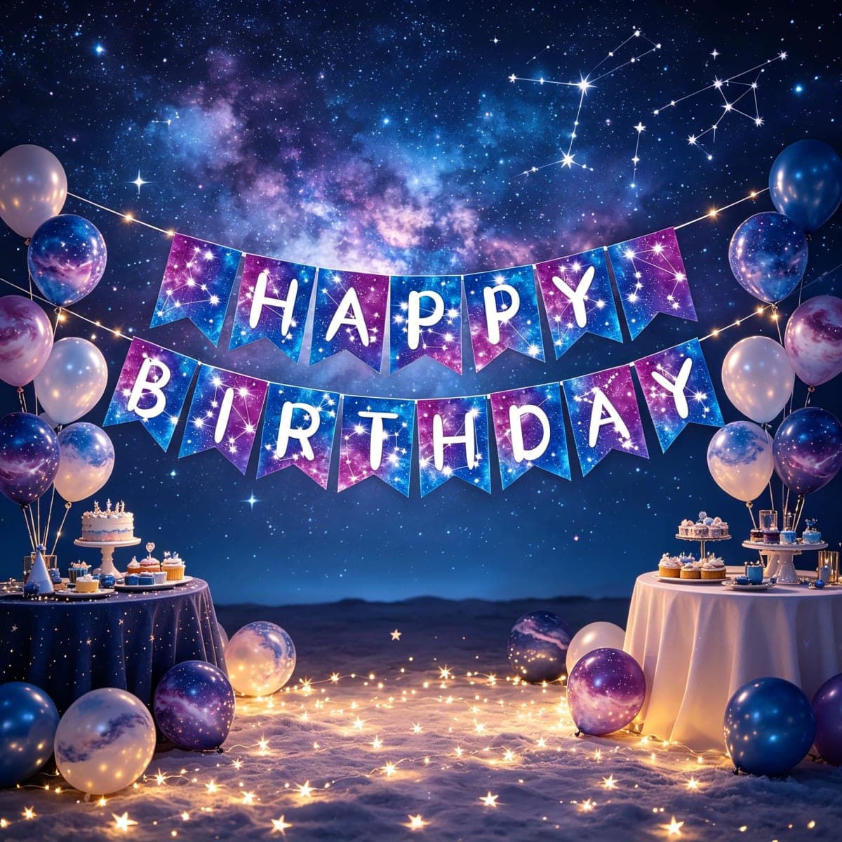 Galaxy Happy Birthday Banner Galaxy Space Astrology Party Decorations Space Birthday Banner Planet Starry Sky Themed Party Banner for Solar System Themed Party Decoration thumbnail 3
