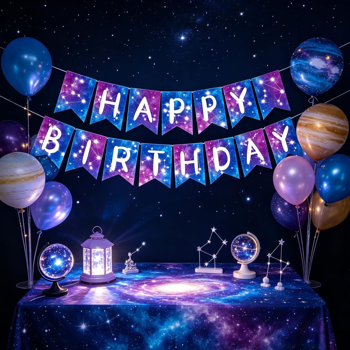 Galaxy Happy Birthday Banner Galaxy Space Astrology Party Decorations Space Birthday Banner Planet Starry Sky Themed Party Banner for Solar System Themed Party Decoration thumbnail 4