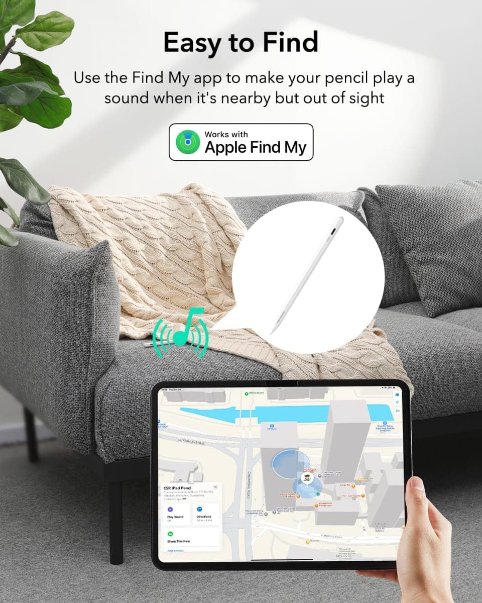 ESR Geo Digital iPad Pencil Findmy Compatible with Apple iPad 2018-2026,with Easy Shortcuts for Apple iPad A16/10/9/8 & Air 13/11 & Pro 12.9/13/11 & Mini 7/6/5,White(No Wireless Charging) thumbnail 3
