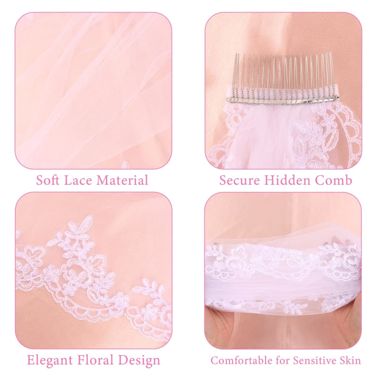 YARIEW First Communion Veil for Girls with Comb White Lace Veil Holy Communion Headpiece for Catholic Sacrament Church Ceremony for Women Party Hair Accessories thumbnail 3