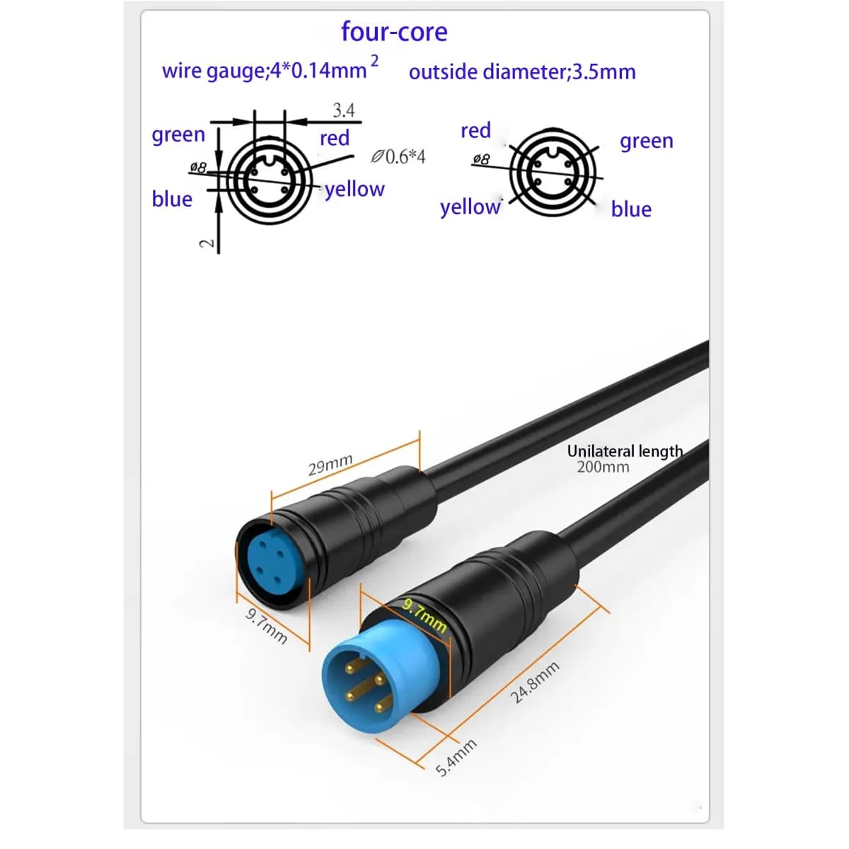 Laisomeke Julet 4Pin Male Female Waterproof Cable Electric Bike Extension Cable Connector for Ebike Light Throttle Ebike Display Ebike Parts Extend Cable thumbnail 3